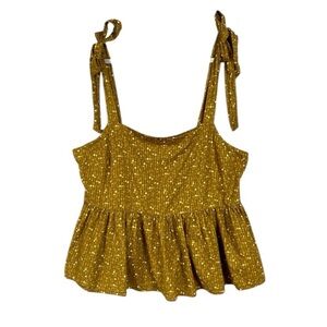 Madewell Rosalie Tie-Strap Top in Daisy Stitch Womens Sz L Smocked Peplum